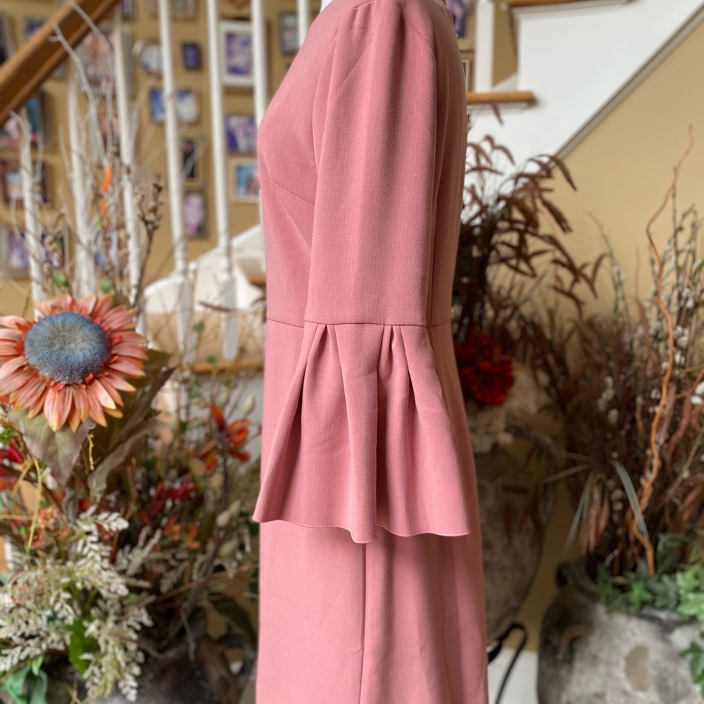 Ann Taylor Pink A-Line Bell Sleeve Midi Dress - Picture 3 of 8